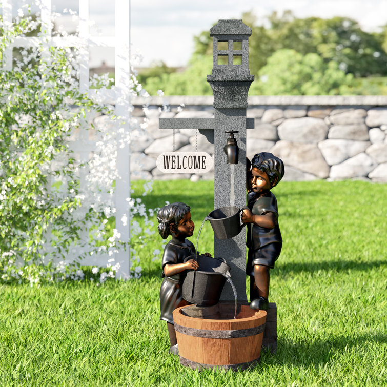 resin solar outdoor fountain with light